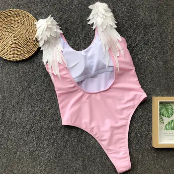 2019 Nyeste Kvinder Ét Stykke Badedragt Sexet Cute Angel Wings Badetøj Push Up Polstret Monokini G-Streng Bikini Kvinder Badetøj, Hot