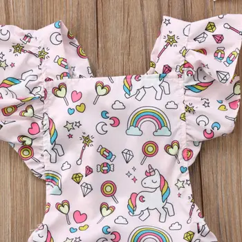 Barn Nyfødt Baby, Spædbarn Børn Unicorn Ærmeløs Body Playsuit Udstyr, Tøj Sæt Size 0-18M