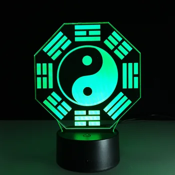 Kinesiske Forudsigelse Feng Shui Taiji Bagua Lampe Yin Yang Tai Chi Acht Trigramme Trigram Nat, Lys, Home Office Bordlampe
