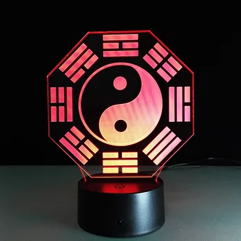Kinesiske Forudsigelse Feng Shui Taiji Bagua Lampe Yin Yang Tai Chi Acht Trigramme Trigram Nat, Lys, Home Office Bordlampe