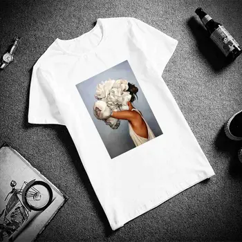 Sommeren Kvinder T-shirts Harajuku Æstetik Sexet Blomst, Fjer Print Top Vogue Kvindelige T-shirt Kort Ærme Kvinde t-shirts Tøj