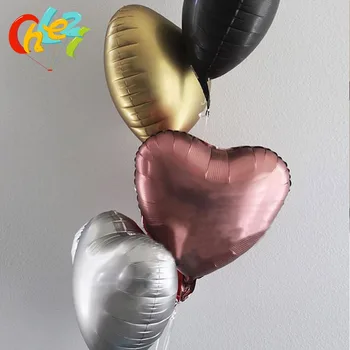 10stk 18 tommer Hjertet Stjernede Runde mat Metal ballon Chrome Folie ballon Bryllup part indretning af Forbrugsstoffer fødselsdag brusebad balloner