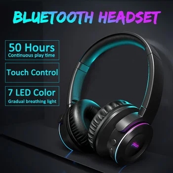 Trådløse bluetooth Hovedtelefoner LED Headset Touchs Kontrol Sammenklappelig Justerbar Hovedtelefoner med Mikrofon /TF Kort til Mobiltelefon