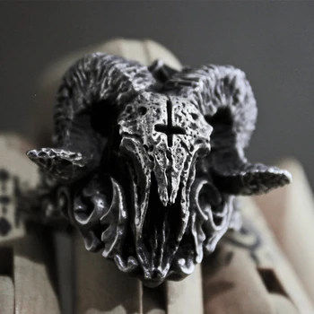 Unikke Punk, Gothic Sataniske Demon Sorath Skull Ring Mænd 316L Rustfrit Stål Biker Ring Baphomet Smykker Gave