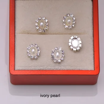 (L0007) 20 stk gratis fragt 9mmx10mm Ovalt perle med rhinestone-knappen,søde produkter,iovry eller ren hvid perle i midten