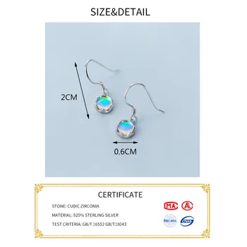 INZATT Ren 925 Sterling Sølv Geometrisk Runde Farverige Glas Dingle Drop Øreringe Til Elegante Kvinder Blå Farve, Mode Smykker