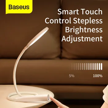 Baseus Fleksibel Slange bordlampe Sammenklappelig Dæmpbar Touch bordlamper Universal 4000K Beskyttelse af Øjne Undersøgelse Lampe LED bordlampe