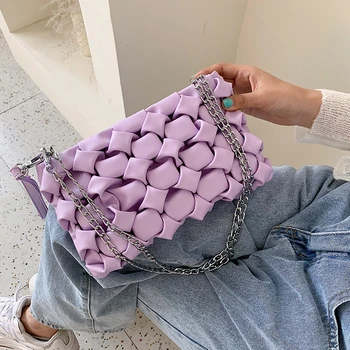 JZ CHEF Kvinders Tasker 2020 Tendens Clutch Bag Crossbody Væver skuldertaske Kæde Fashion Små Håndtasker Sommeren Pung Damer