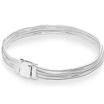 Oprindelige Steg & Sølv Reflexions Multi Slange Kæde 925 Sterling Sølv Armbånd Passer Europa Armbånd-Perle-Charme DIY Smykker