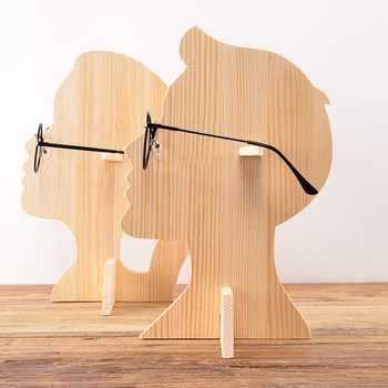 High-grade Solid Træ Briller Displayet Stå Solbriller Holder Menneskelige Hoved Formen Fremvise Dekoration Display Rekvisitter Briller Hylde