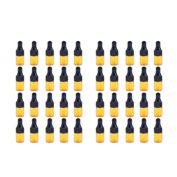 40pcs Skønhedssalon, SPA Glas Tomme dråbeflasken For Æteriske Olier 1 ML 2 ML orange Farve med Sorte Hætter