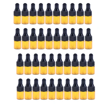 40pcs Skønhedssalon, SPA Glas Tomme dråbeflasken For Æteriske Olier 1 ML 2 ML orange Farve med Sorte Hætter