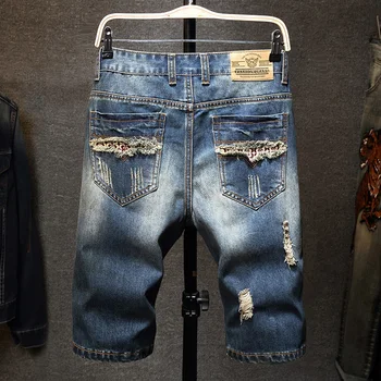 Nye Mænd vintage Rippet bermudas Jeans Short Sommeren Streetwear hiphop mandlige Casual Huller Lige Denim shorts Plus Størrelse 40