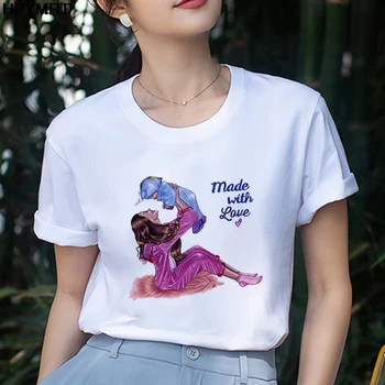 Bedste Mødre T-Shirt Kvinder 2020 Nye Sommer Mors Kærlighed Trykt Hvid T-shirt Harajuku Mama Tshirt Mode Toppe, t-Shirt Femme Vogue