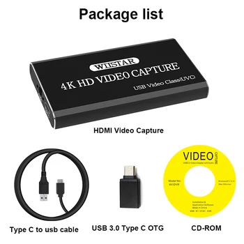 USB2.0 HDMI 4K30Hz Video Capture til HDMI USB-USB-C HDMI Video Capture-Kort Dongle Spil Streaming Live Stream Udsendelsen