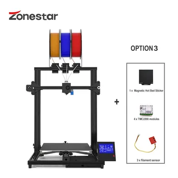 ZONESTAR Farve FDM Stor Størrelse 3 Ekstrudere 3-I-1-UD-Blanding Farve med Høj Præcision Beslutning Nem at Installere 3D Printer DIY Kit Z8T