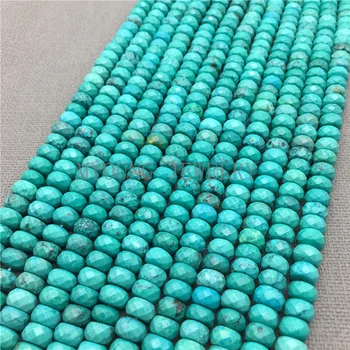 Grøn Turkis Perler,Facetter, Flade Rondelle Perler,Naturlige Sten Perler Til smykkefremstilling,5 Tråde/masse