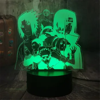 3D-Lampe Led Nat Lys Naruto Cartoon kids Uzumaki Kakashi Sasuke Haruno Sakura Japansk Manga, Anime Comic Sensor Lampe