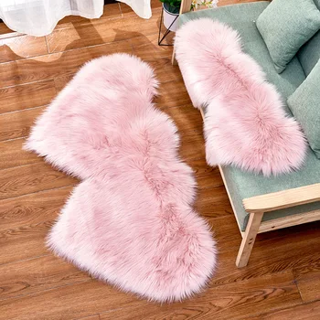 Pink Kunstskind Tæppe Uregelmæssige Soveværelse Hjerte Form Fluffy Tæppe Tæpper Gulvmåtte Non-Slip Gratis Fragt Dekorative Kids Room