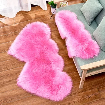 Pink Kunstskind Tæppe Uregelmæssige Soveværelse Hjerte Form Fluffy Tæppe Tæpper Gulvmåtte Non-Slip Gratis Fragt Dekorative Kids Room