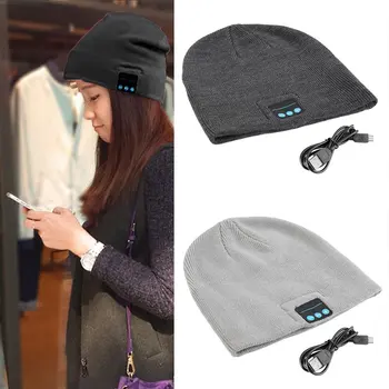Unisex Smart Trådløs Bluetooth-Musik Vinter Strikket Beanie Hue Hovedtelefoner Cap med Håndfri Hovedtelefoner