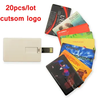 20pcs/masse Customzie Logo Gratis USB-Flash-Pen Drive 4GB 8GB 16GB 32GB Gratis Fragt Usb-Nøgler Business Card Memory Stick U