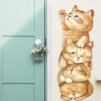 Dejlig Kat 3D Tapet Wall Sticker Kreative Dyr Hjem Dekoration Tapet Vægmaleri Kunst