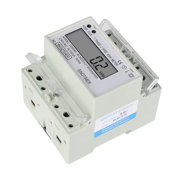 Familien Enkelt Fase 2 Ledninger Digital Wattmeter Elektrisk Energi Meter Strøm Energiforbrug Overvåge Din-Skinne 5(100)230V AC