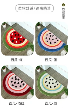 40x60cm halvcirkel formet vandmelon mønster til væg-tæppe dørmåtte anti slip mat stue bad mat tæppe, indendørs gulvmåtte