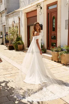 Eightale Boho Bryllup Kjoler 2020 Stropløs Havfrue brudekjoler med Aftagelig Hale Pynt Hvid Enkle Brude Kjoler