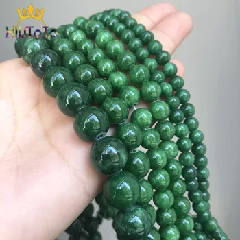 Naturlige Sten Perler Grøn Jade Runde Løse Perler Til Smykker at Gøre DIY Armbånd Halskæde Tilbehør 15