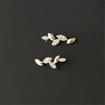 925 Sterling Sølv koreanske Uregelmæssige Olive Leaf Stud Øreringe Kvinder Lys Luksus Temperament Bryllup 14k Guld Smykker Gave