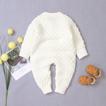 0-18M Spædbarn Barn Baby Dreng Sparkedragt Efteråret Tøj, Strik, der Sælges Lange Ærmer Romper Buksedragt Sweater Outfit