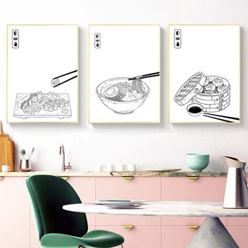 Japansk Mad Wall Art Prints Dumplings Plakat Køkken Kunst Lærred Maleri Billeder For Living Room Sushi Gave Home Decor