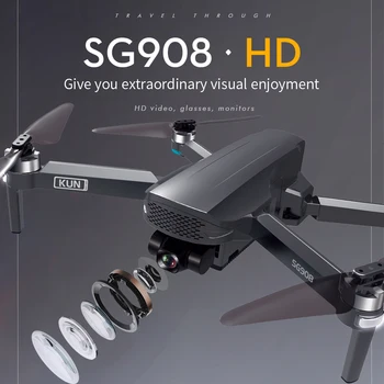 2021 SG908 GPS-Drone 3-Akse Gimbal 4K Camara 5G Wifi FPV Professionel Dron 1,2 KM 50X Børsteløs RC Quadcopter 32GB Kort VS SG906
