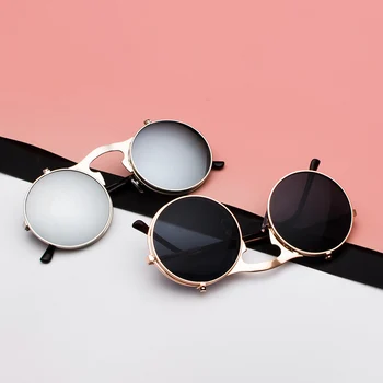 Solbriller Mandlige 2020 Mode 90'erne Vintage Dobbelt Væg Briller Dække Luksuriøse Designer-Kvinder Runde Briller Black Linser for Kørsel