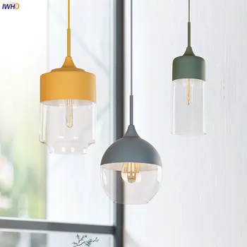 IWHD Nordiske Moderne LED-Vedhæng Lys-Armaturer, Soveværelse, Spisestue, Stue Lyse og Farverige Glas-Pendel indendørsbelysning