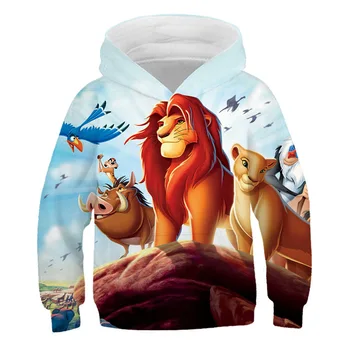 Børn Lion King Tegnefilm hættetrøjer tshirt baby 3D-print mufasa lynlås Sweatshirts dreng pige HAKUNA MATATA pullover Bukser 4T-14T
