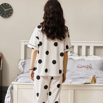 Bomuld Pyjamas Kvinder, Pijama Nattøj Kvindelige Pyjamas Sæt Sommer Kvindelige Passer Korte Ærmer Pyjamas Kvinder Hjemme-Tøj