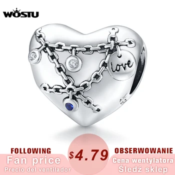 WOSTU Heart Lock Perler 925 Sterling Sølv Kærlighed Lock Charm passer Oprindelige Charme Armbånd DIY Smykker at Gøre CQC1538