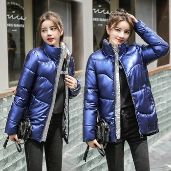 FNOCE 2020 vinter nye kvinders ned jakker unge fashion street, casual solid stå krave lange ærmer lynlås varm bomuld tøj