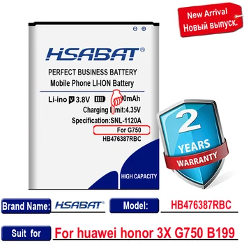 HSABAT 4400mAh HB476387RBC Batteri til huawei honor 3X G750 B199 Batterier