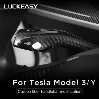 LUCKEASY Interiør remodel patch til Tesla model 3 og Tesla Model Y 2017-2021 ægte carbon fiber Kolonne skift beskyttende cover