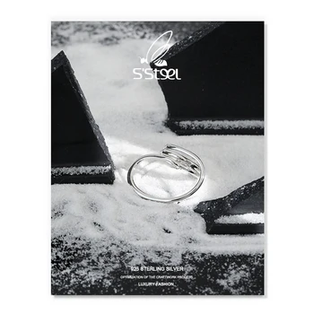 S'STEEL Uregelmæssige Ringe 925 Sterling Sølv For Kvinder, Designer Minimalistisk Twisted Open Ring Anillos Plata 925 Para Mujer Smykker