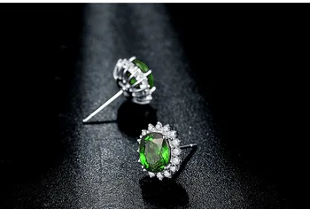BLACK ANGEL 2020 Nye 925 Sølv Skabt Emerald Grøn Turmalin Ædelsten Stud Øreringe Til Kvinder Mode Smykker Bryllup Gave