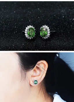 BLACK ANGEL 2020 Nye 925 Sølv Skabt Emerald Grøn Turmalin Ædelsten Stud Øreringe Til Kvinder Mode Smykker Bryllup Gave