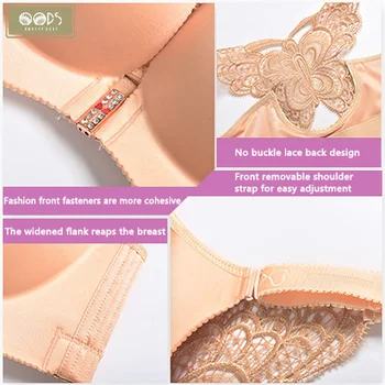 Plus Størrelse Sexet Bra Front Lukning Butterfly Brystholder Backless komfortable Bralette Bryst Sømløs og åndbar Bh ' er