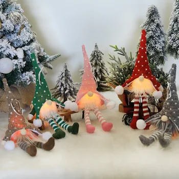 Julen 2020 LED Lys Ansigtsløse Dukke Glædelig Jul Pynt Til Hjemmet Pynt Xmas godt nytår 2021 Noel Jul Gave