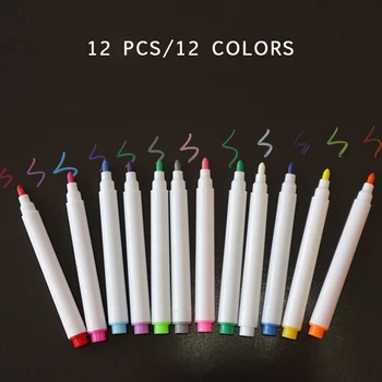 12 Stk/sæt Forskellige Farver, Vand-opløselig Væske Kridt, Pen Glas Tavlen Markør Kontor skoleartikler Tegning Ikke-Kridt støv