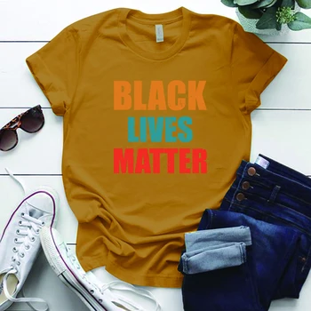Blacks Liv Sagen Brev Trykt Tshirt Kvinde Rund Hals Sommeren Løs Casual t-Shirt Femme Harajuku Toppe for Kvinder 2020